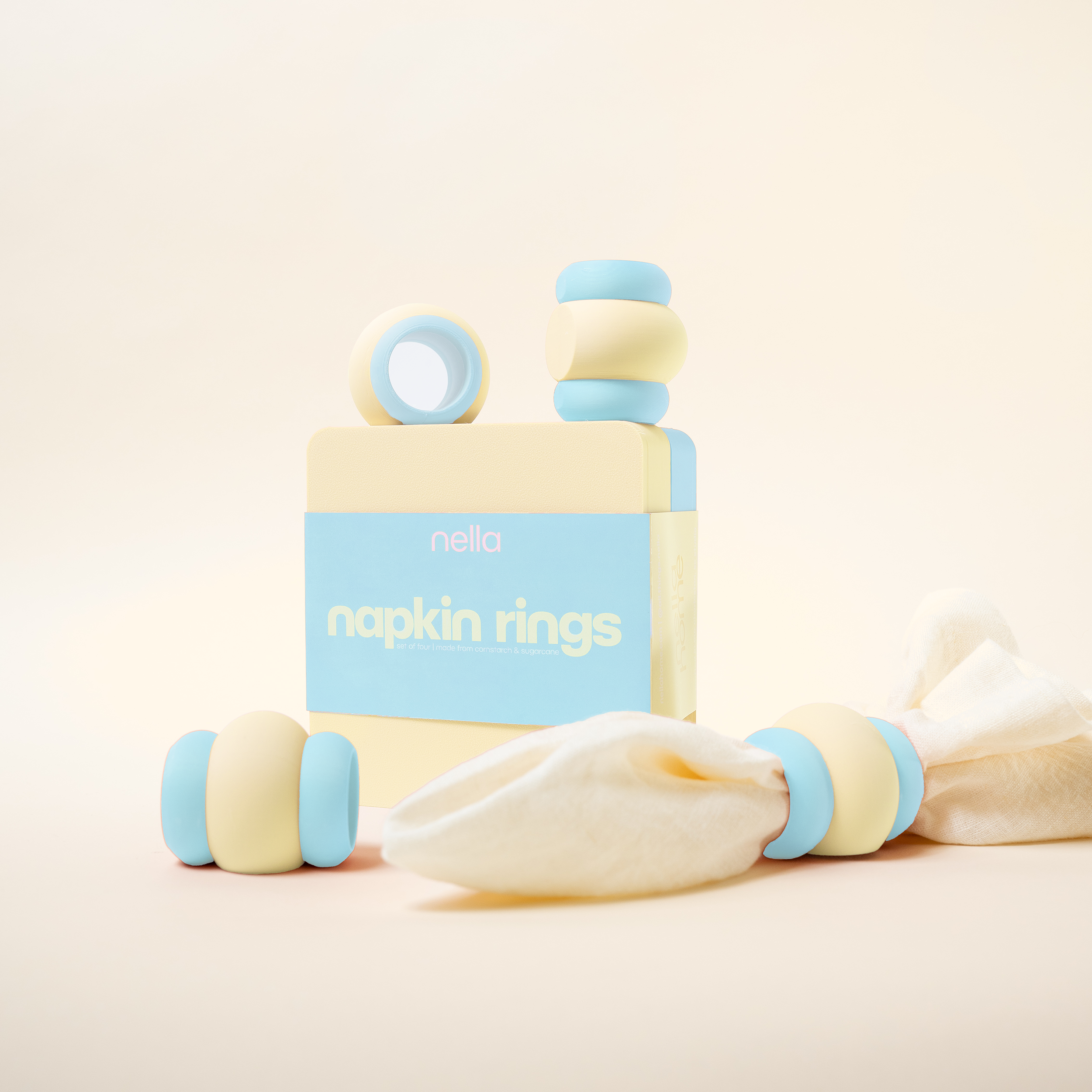 color-block napkin rings in "buttercup"